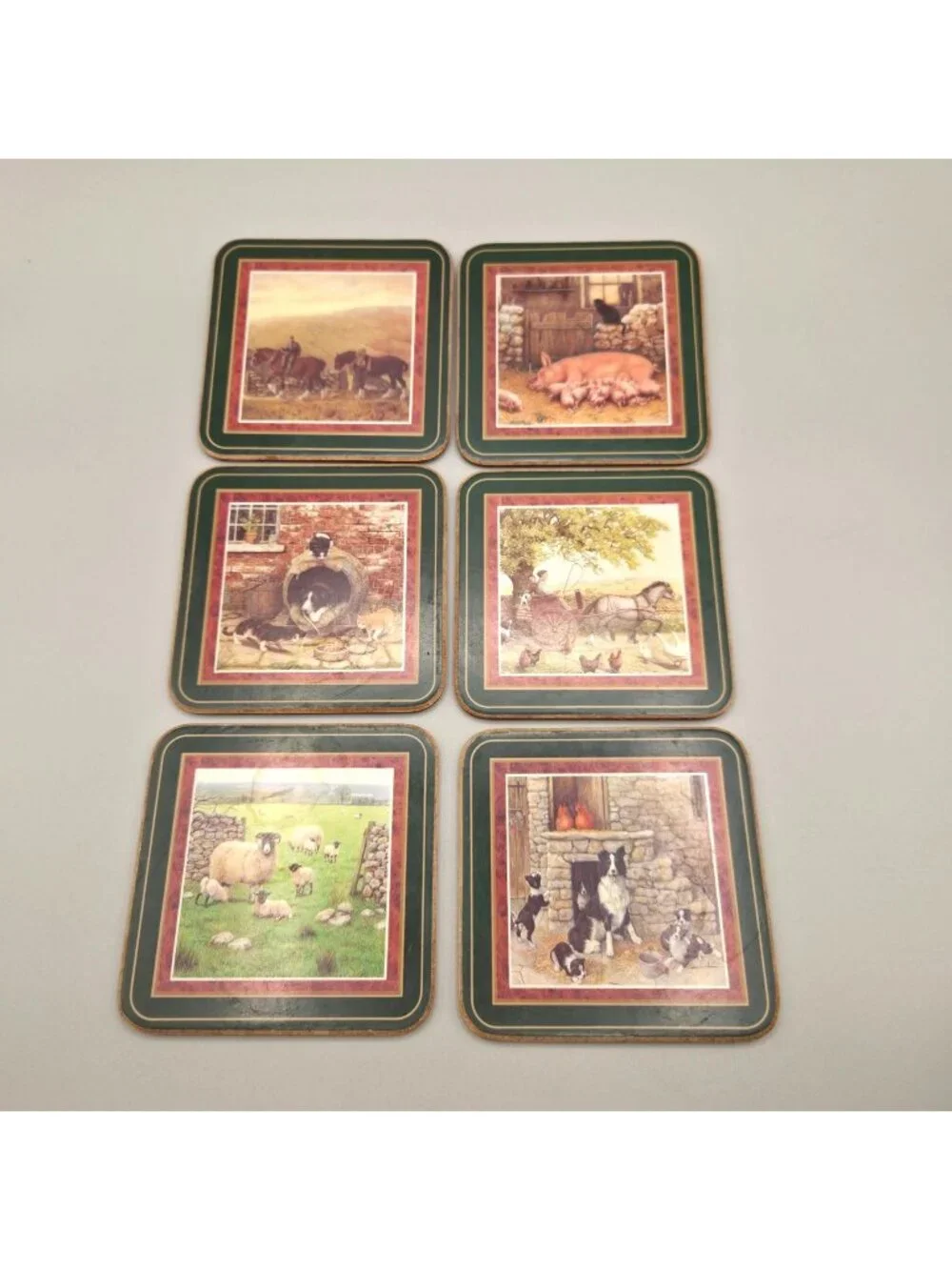 All Creatures Great & Small James Herriot Coasters With Green Borders Set of 6